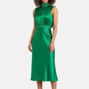 Saloni “Fleur Midi Dress” in green